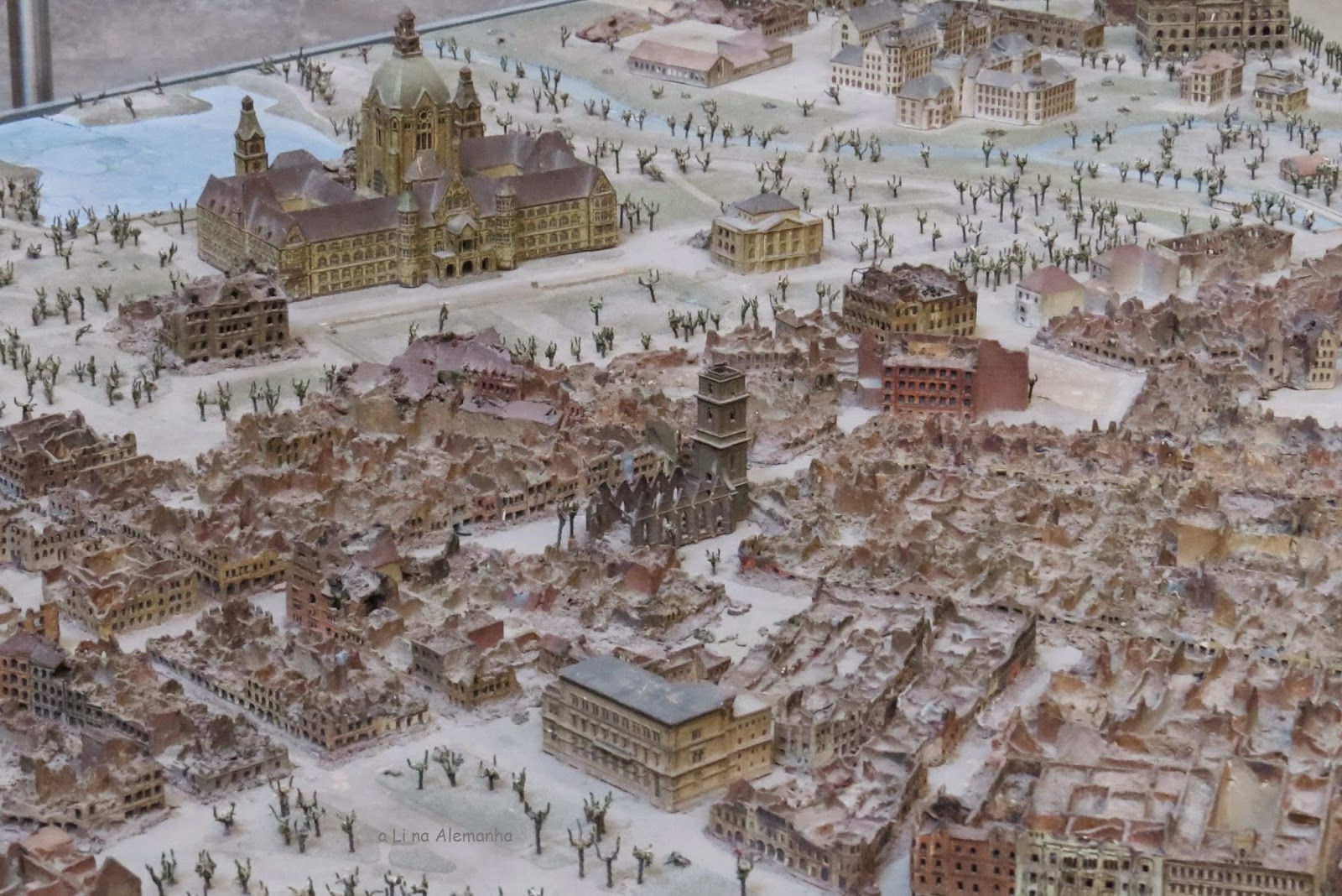 Maquete de como a cidade ficou após a Segunda Guerra Mundial Hanover