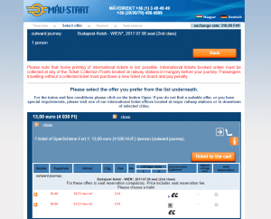 Budapeste a Viena de trem