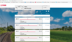 Viena para Bratislava de trem