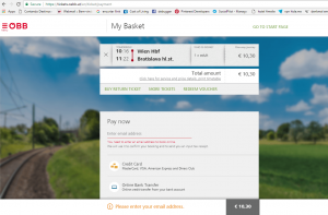 Viena para Bratislava de trem