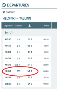 Viagem entre Helsinque e Tallinn de Ferry