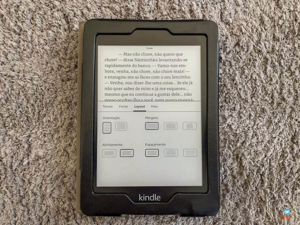 Espaçamento das linhas do Kindle